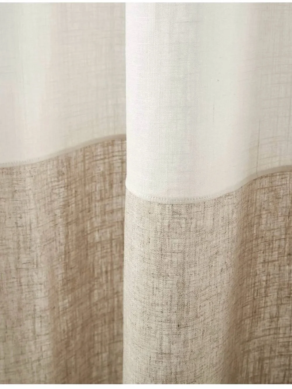 Neutral Two-Tone Window Curtain Panels - Beige and White